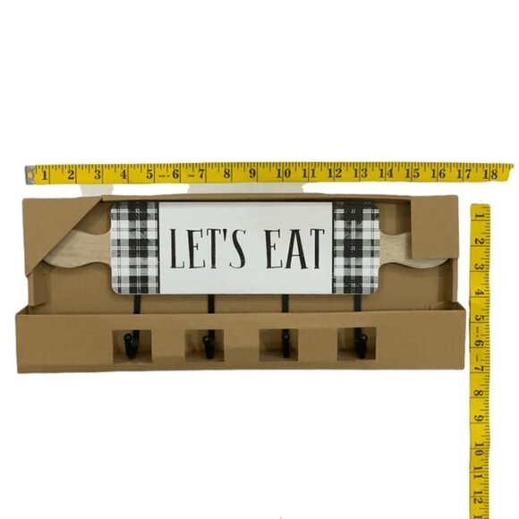 Hanging Hook Rack Multi Use Rack Black White Buffalo Check Plaid 7 in X 17 in - Picture 2 of 7